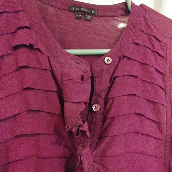 Theory tee with silk ruffle bib inset - Picture 2 of 3